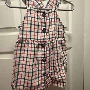 Red and Blue Ruffled Buttoned Sundress